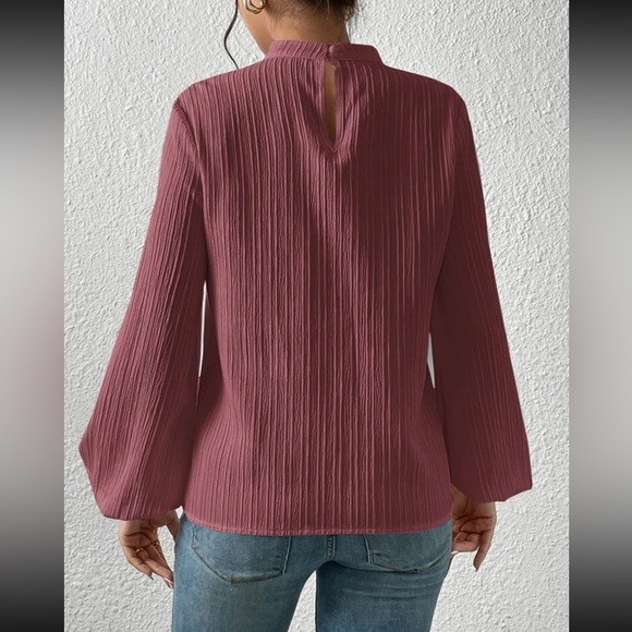 Boho mock neck keyhole back blouse - Picture 12 of 12